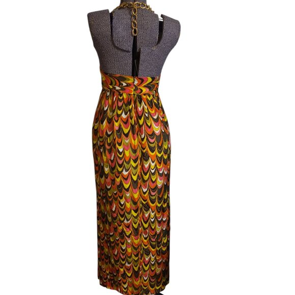 Size 6 An Original Milly of New York "Leah" Silk Chain Halter Maxi Dress - Picture 2 of 9